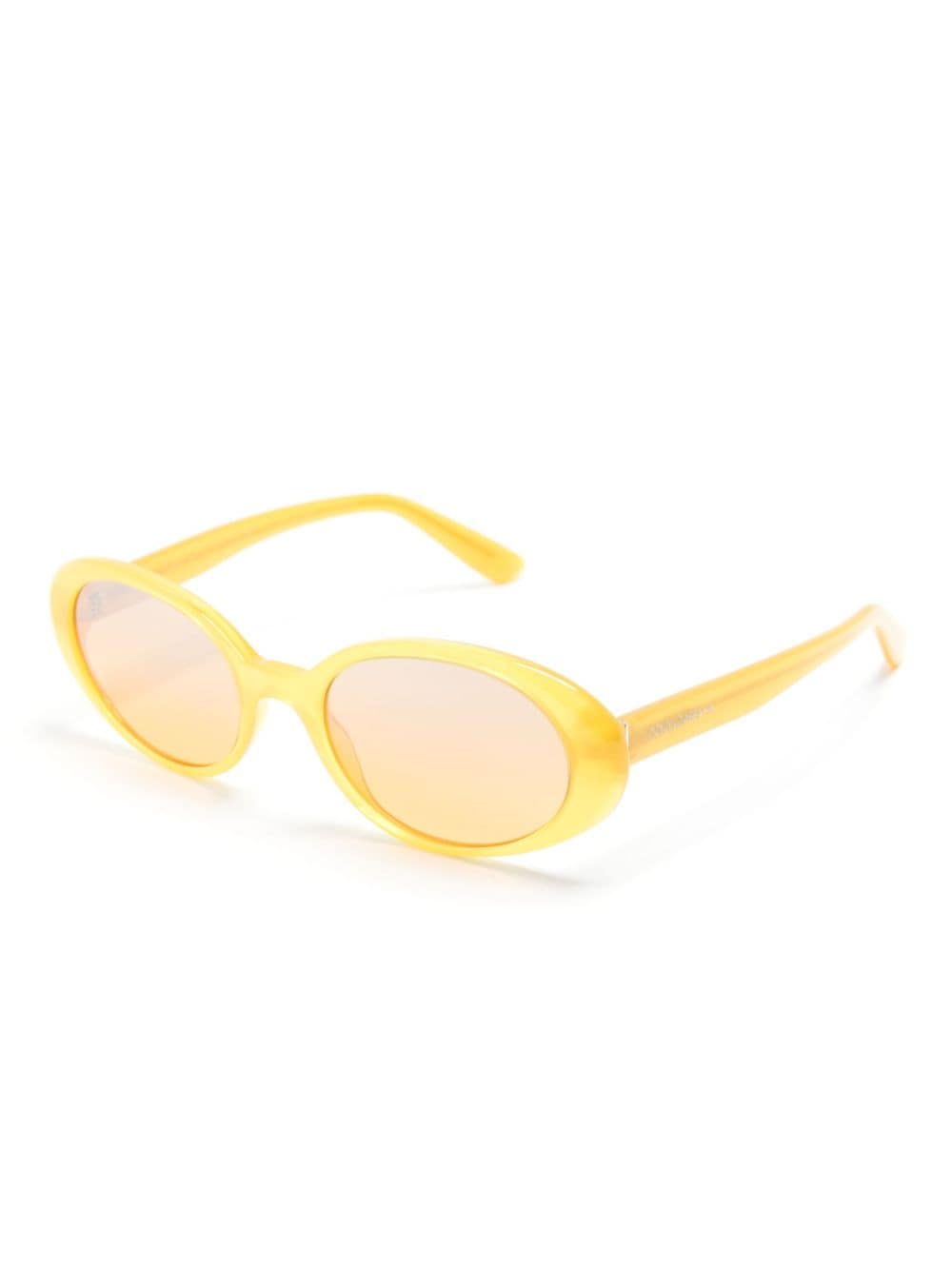 Shop Dolce & Gabbana Logo-print Oval-frame Sunglasses In Yellow