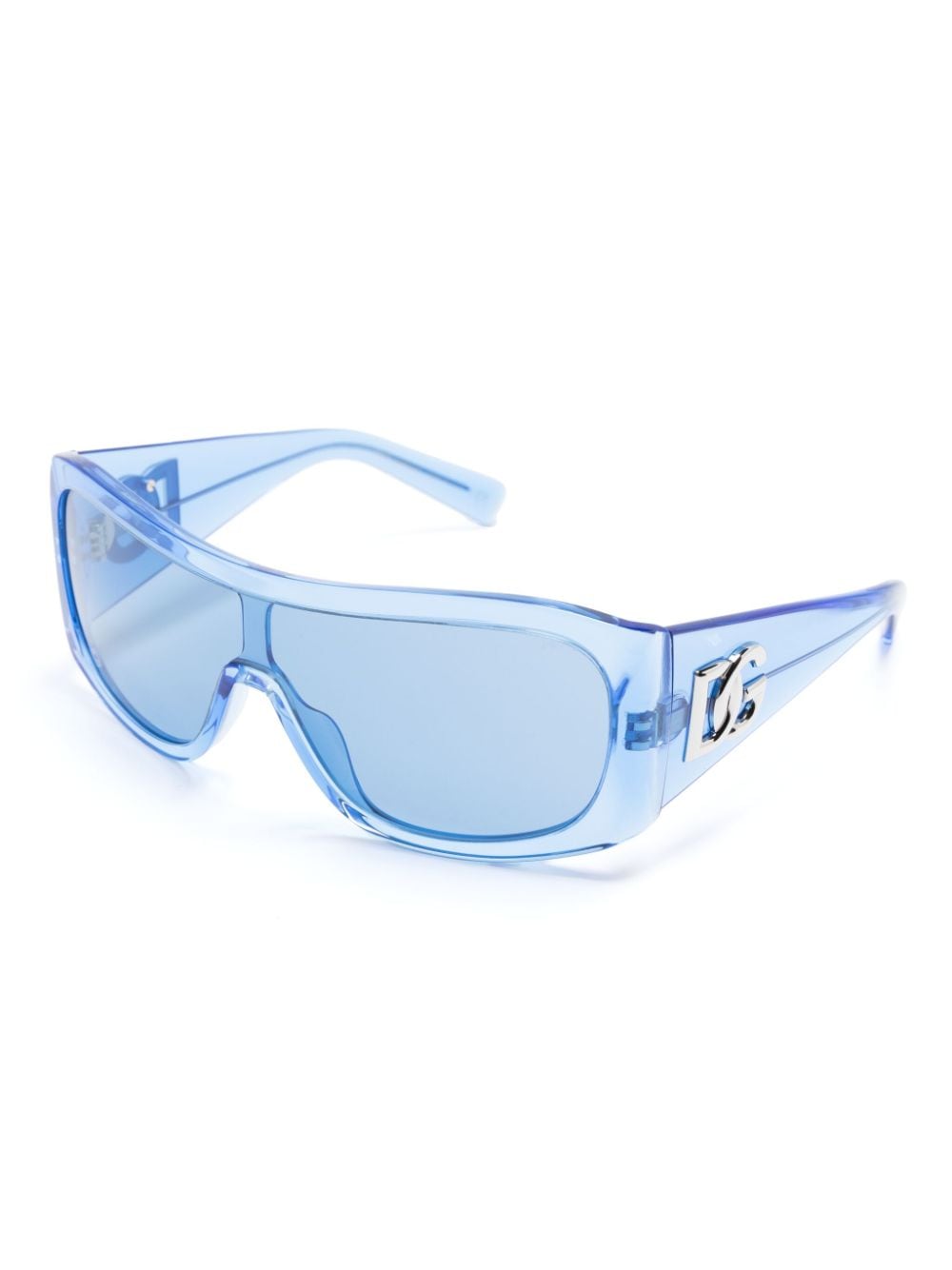 Shop Dolce & Gabbana Crossed Rectangle-frame Sunglasses In Blue