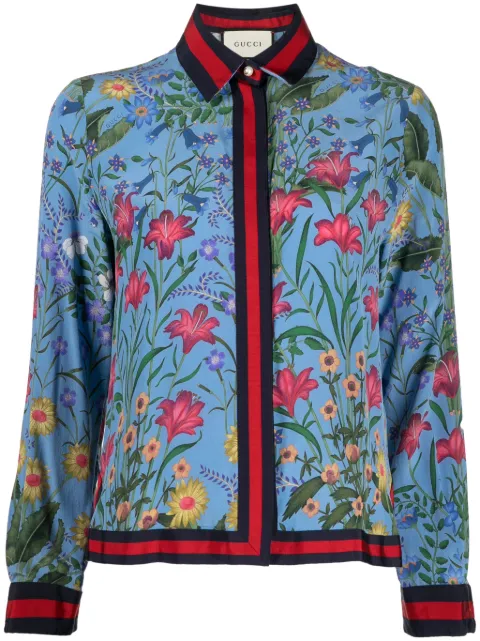 Gucci Pre-Owned flora-print silk blouse