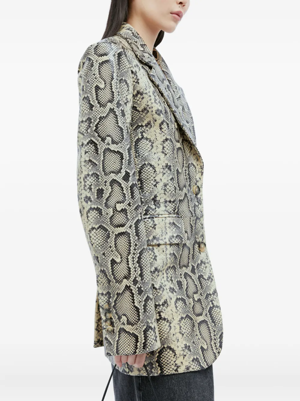 Sportmax snakeskin-pattern single-breasted blazer Beige