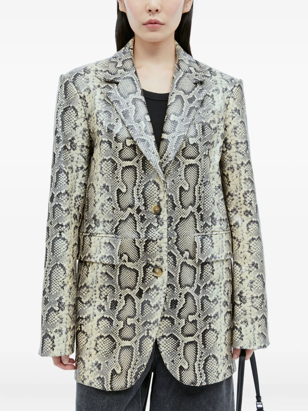 Sportmax snakeskin-pattern single-breasted blazer Beige