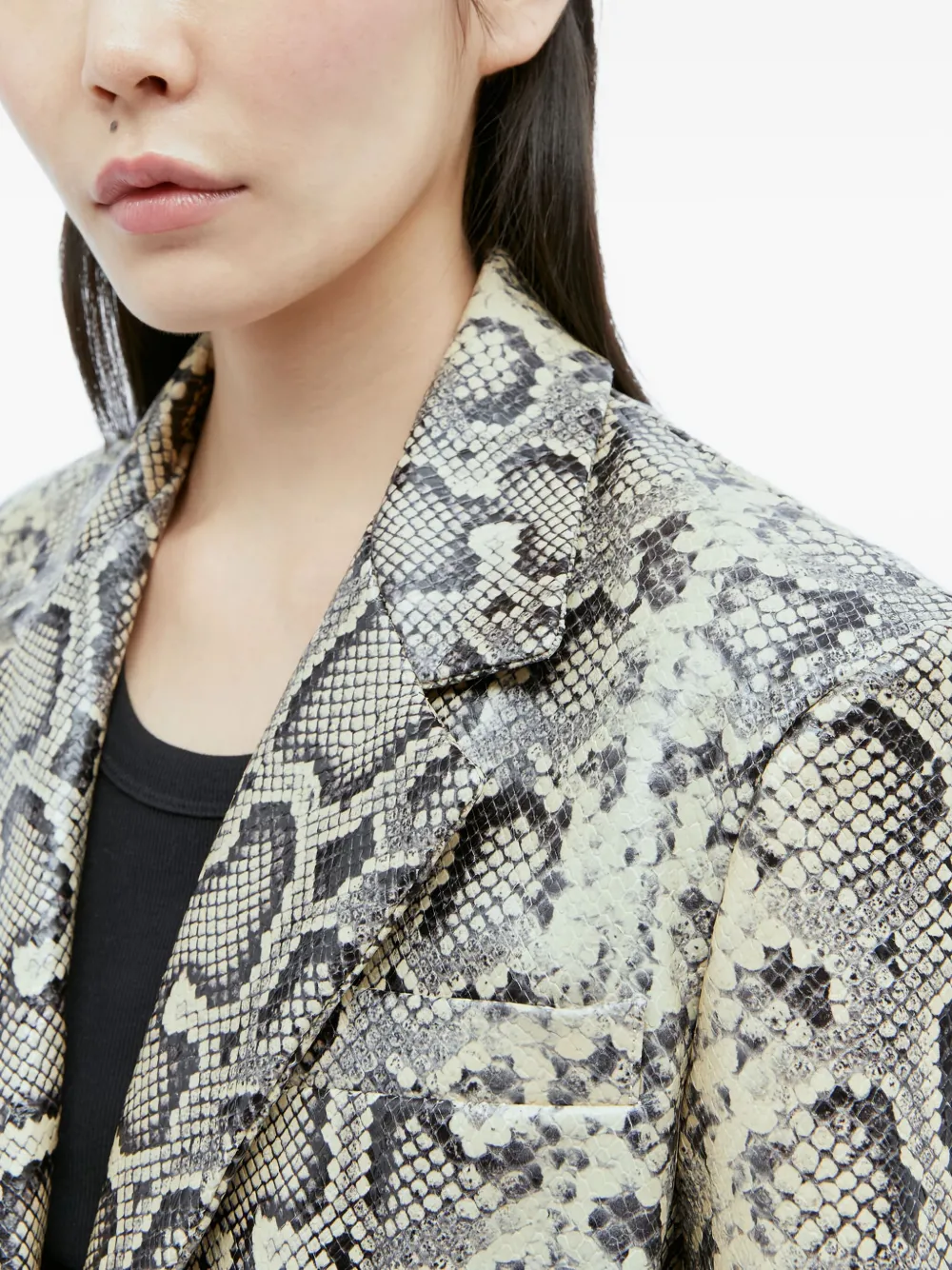 Sportmax snakeskin-pattern single-breasted blazer Beige