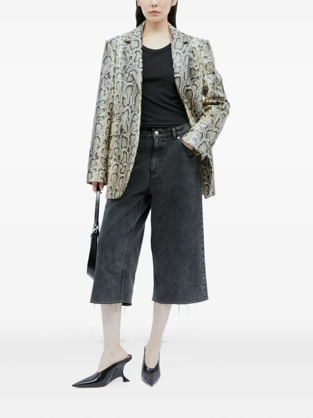 Sportmax snakeskin-pattern single-breasted blazer Beige