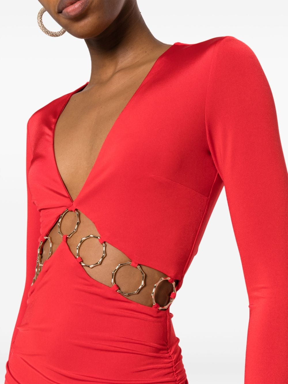 Shop Nissa Cut Out-detail Midi Dress In Rot