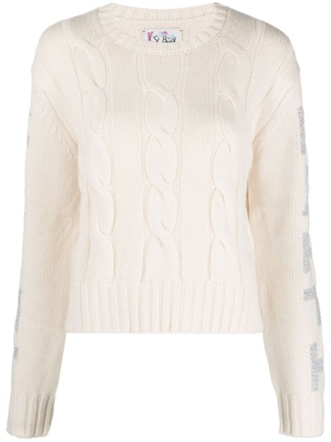 MC2 Saint Barth logo-print cable-knit jumper Women