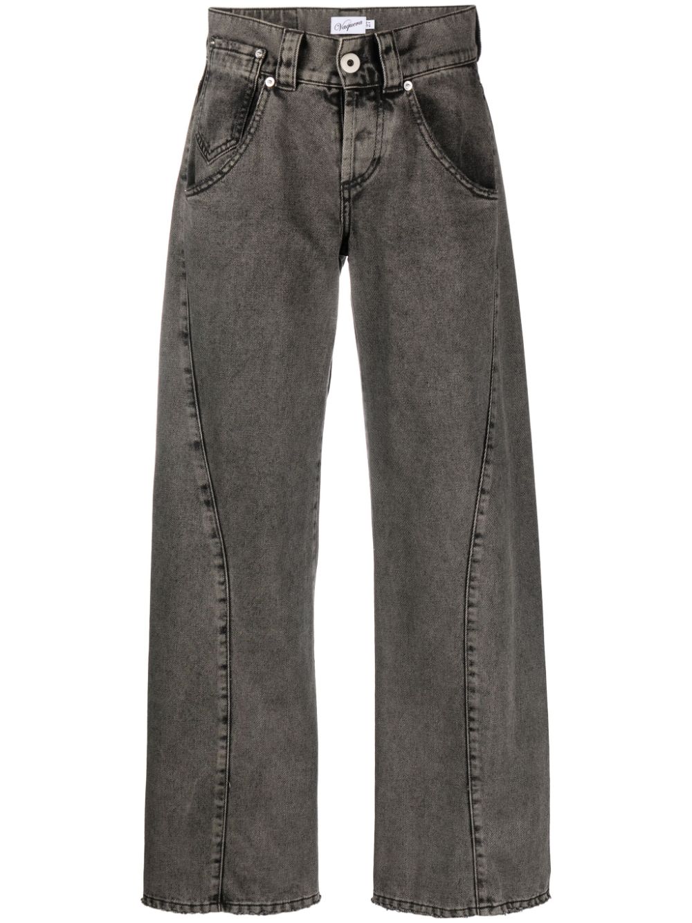 Vaquera Twisted-seam Mid-rise Wide-leg Jeans In Dark Brown