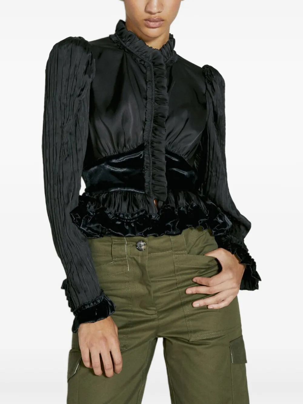 Rabanne Blouse met ruches Zwart