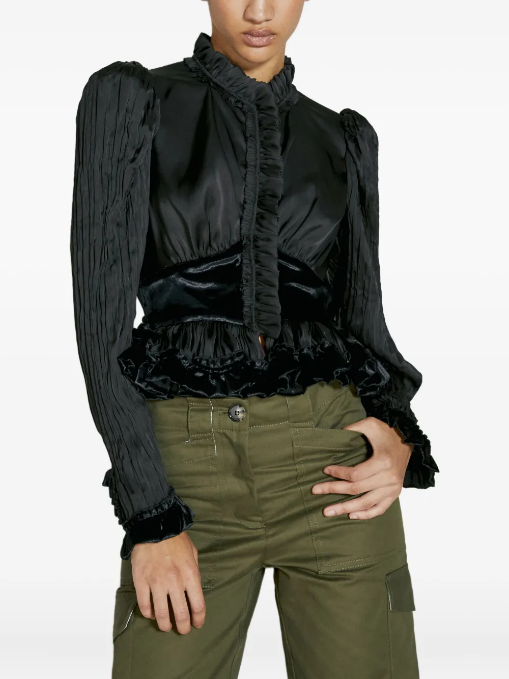Rabanne Blouse met ruches Zwart