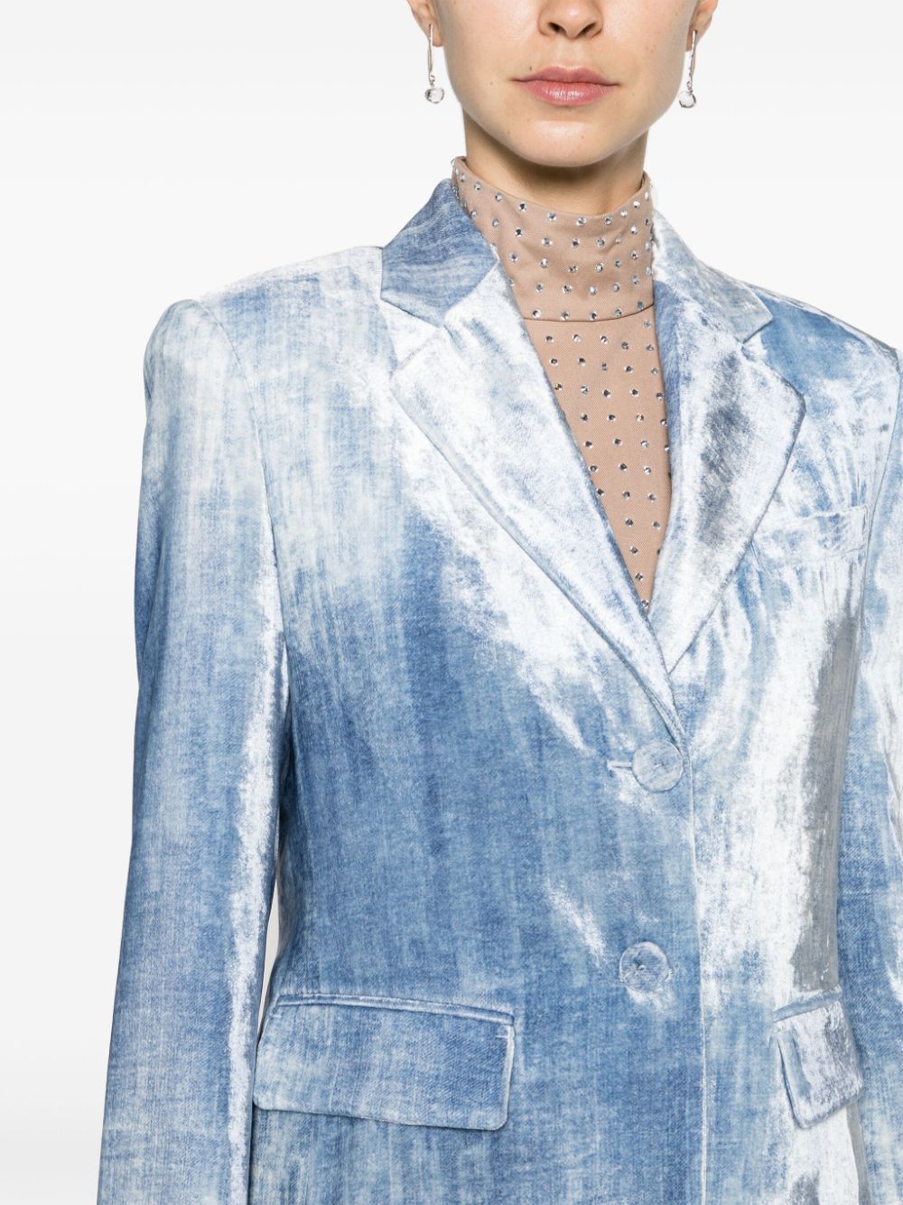 Shop Ermanno Scervino Single-breasted Velted Blazer In Blue