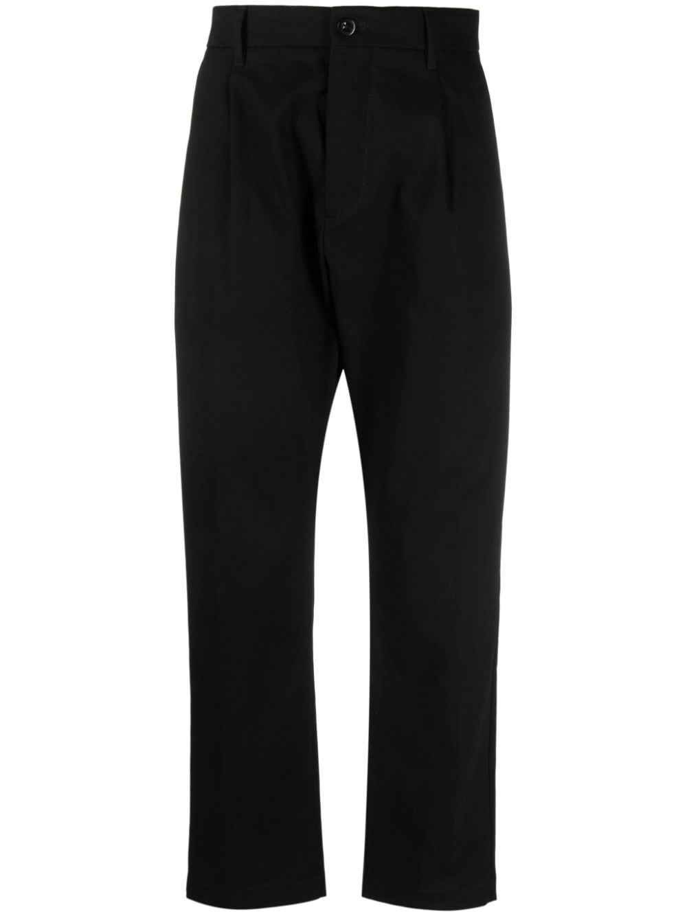Shop C.p. Company Logo-patch Cotton Straight-leg Trousers In Black
