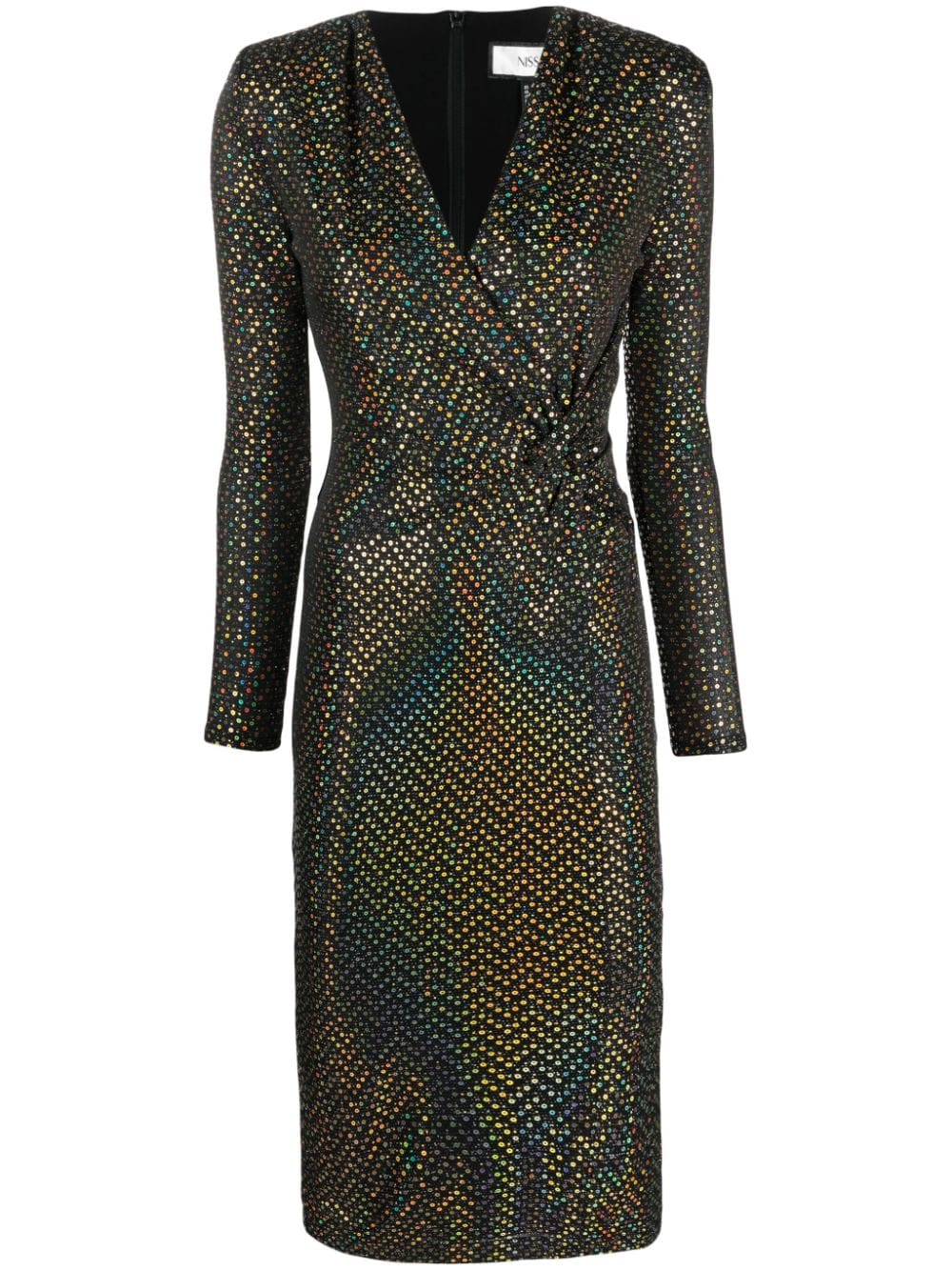 Nissa Sequin-embellished Midi Dress In Schwarz