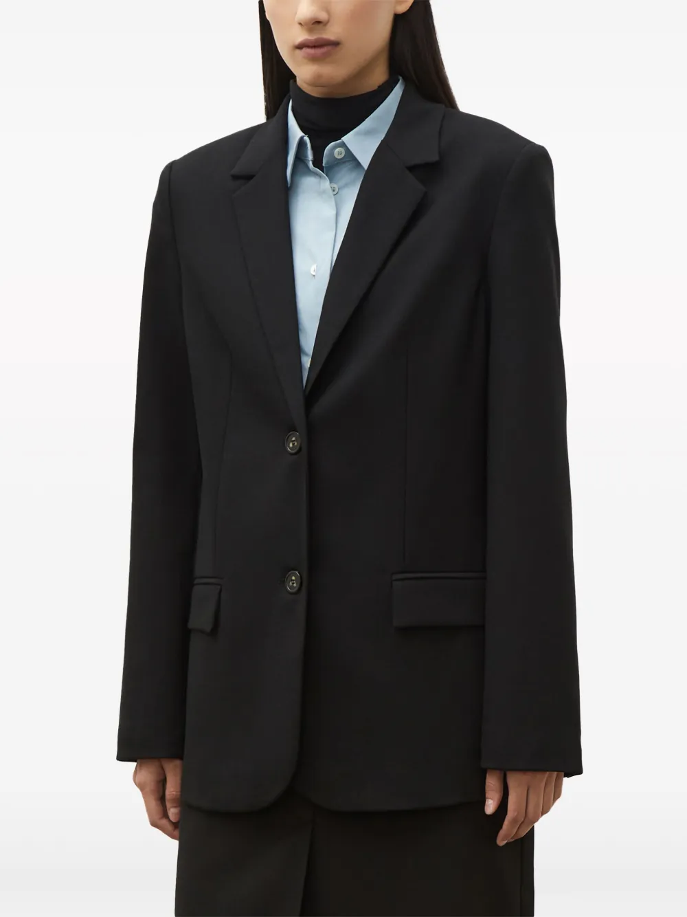 12 STOREEZ Blazer met enkele rij knopen - Zwart