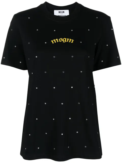 MSGM rhinestone-embellished cotton T-shirt