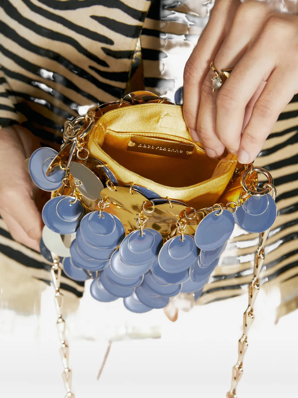 Rabanne disc-embellished chain shoulder bag Blauw