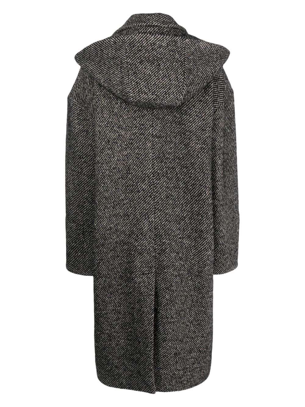 Lardini herringbone-pattern hooded single-breasted coat - Zwart
