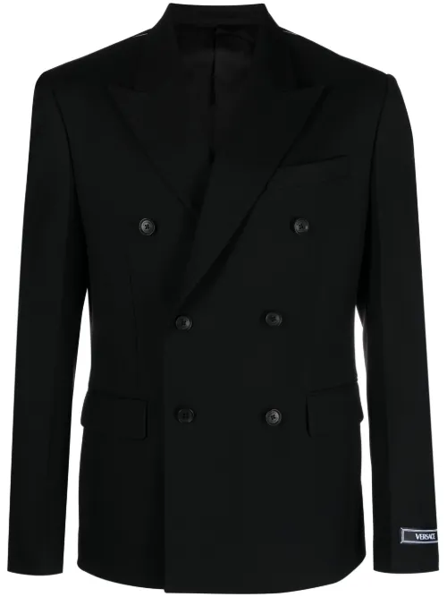 Blazer en laine vierge à boutonnière croisée - Versace - Modalova