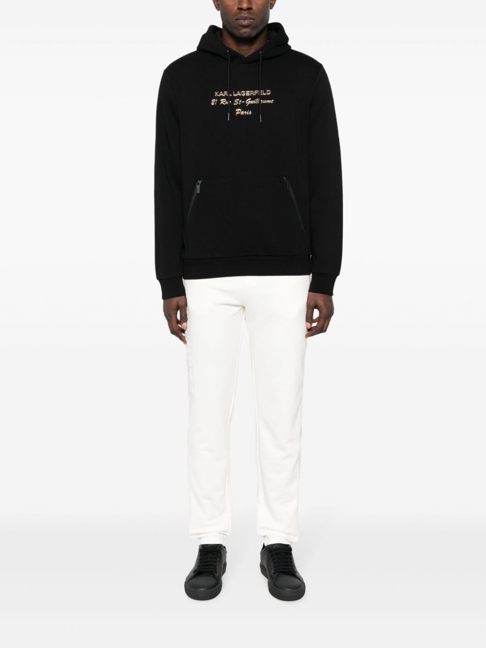 Karl Lagerfeld logo-embossed drawstring hoodie - Zwart