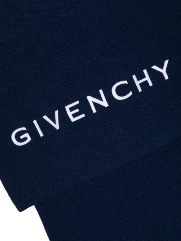 Givenchy logo-embroidered fine-knit Scarf | Blue | FARFETCH