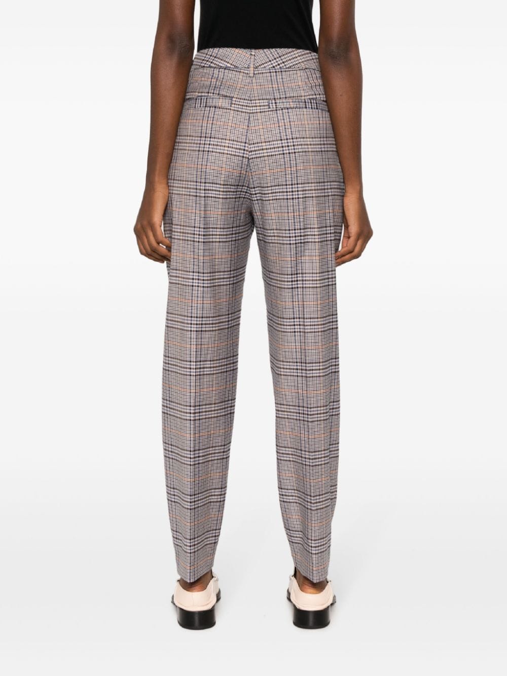 Shop Dondup Micaela Checked Tapered Trousers In Blue