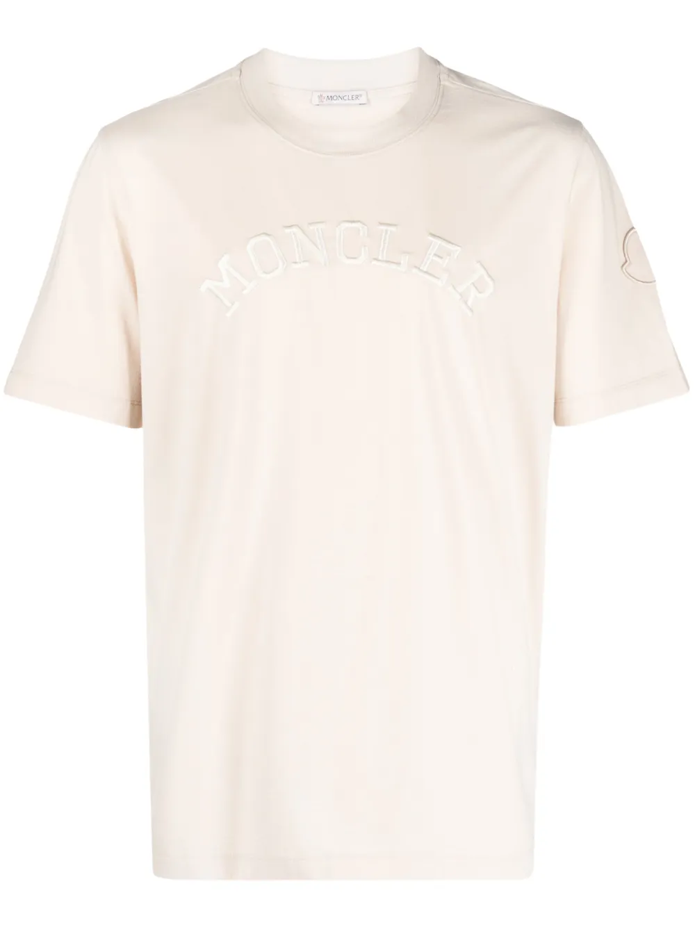 Moncler T-shirt met geborduurd logo Beige