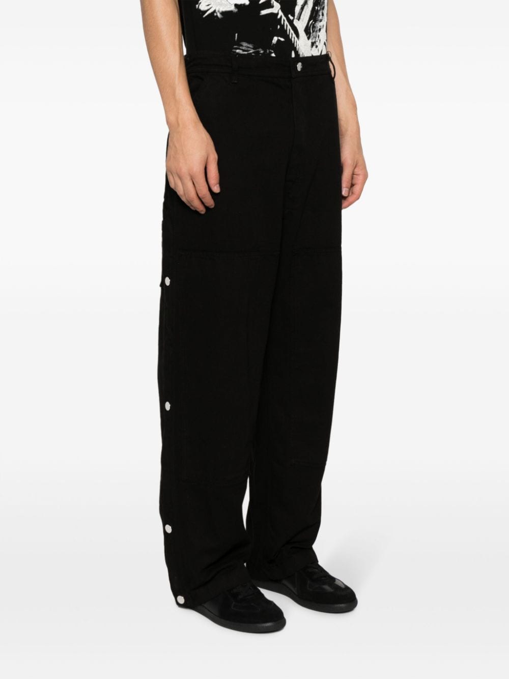 Shop 1989 Studio Ranch Side Snap-fastening Trousers In Black