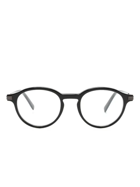 Zegna logo-print round-frame glasses