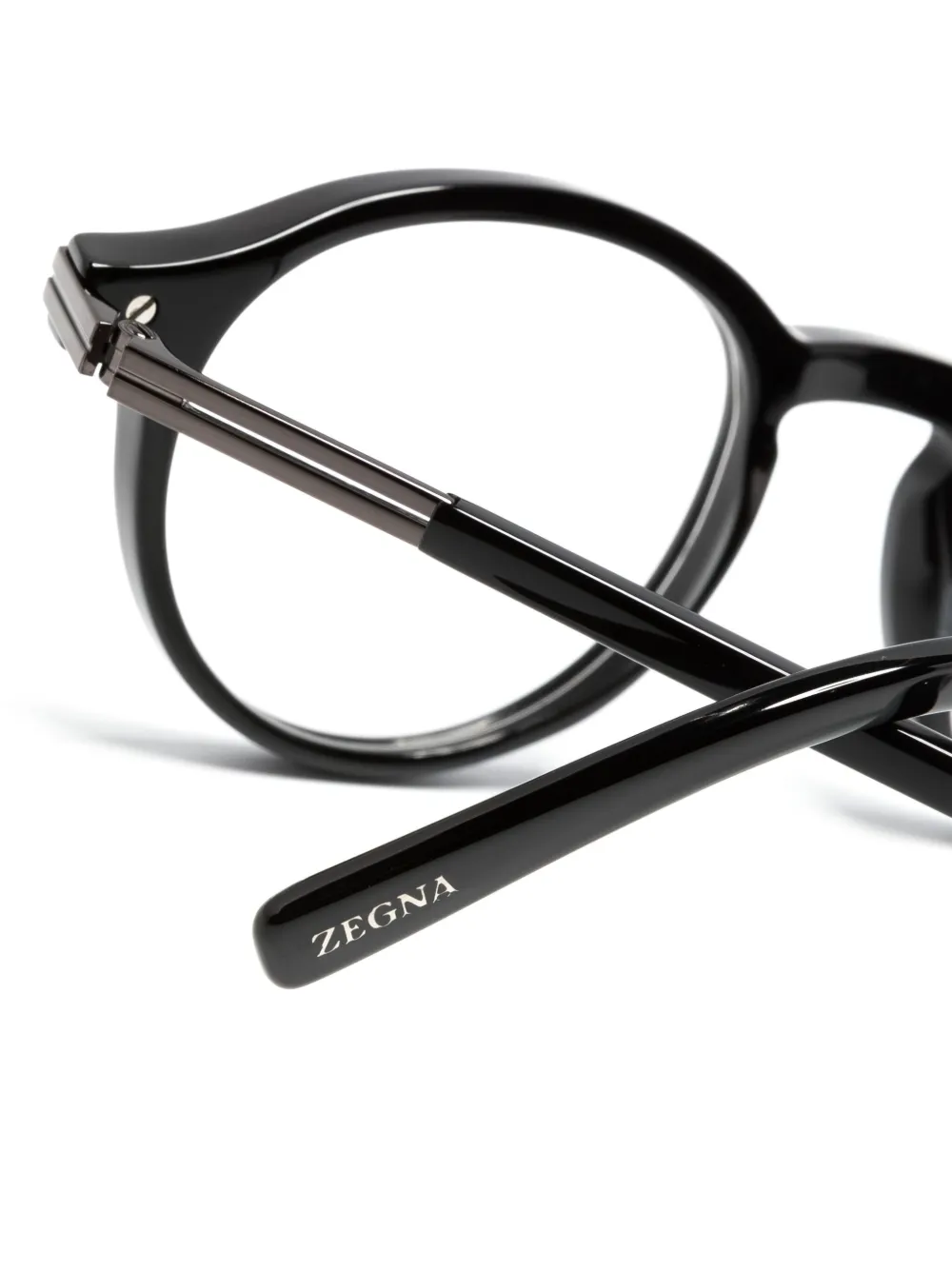 Zegna Bril met rond montuur Zwart