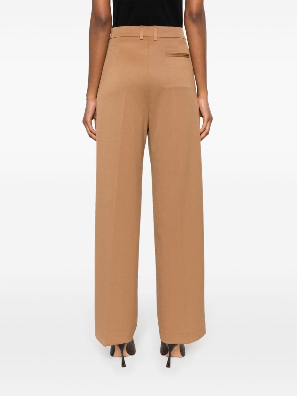 Shop Erika Cavallini Wide-leg Twill Trousers In Brown