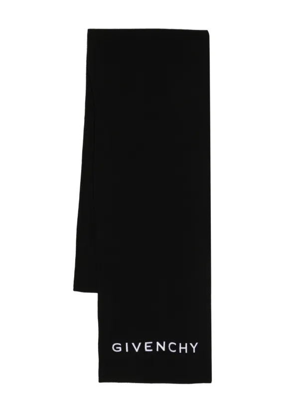 Givenchy logo-embroidered Knitted Scarf | Black | FARFETCH