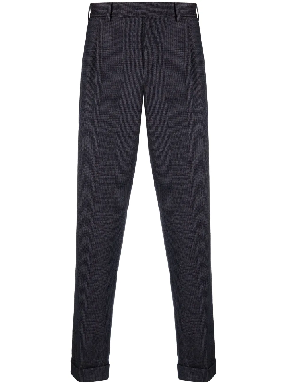 Pt Torino Plaid-check-pattern Tapered-leg Trousers In Blue