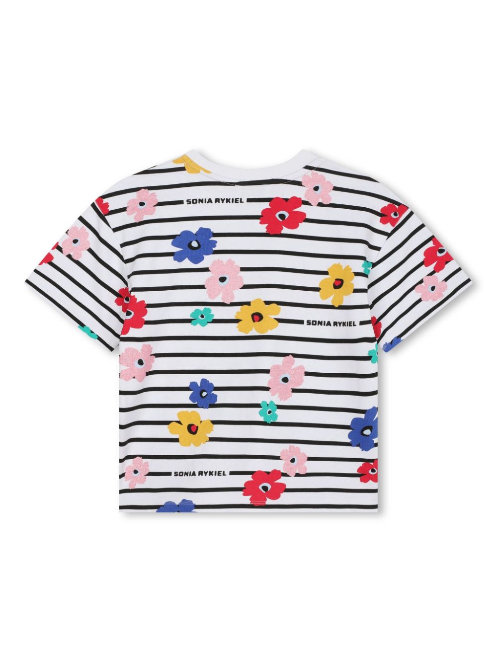 SONIA RYKIEL ENFANT Katoenen gestreept T-shirt met bloemenprint - Wit