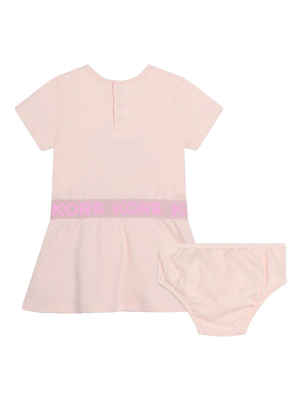 Shop Michael Kors Logo-print Cotton Dress In Pink