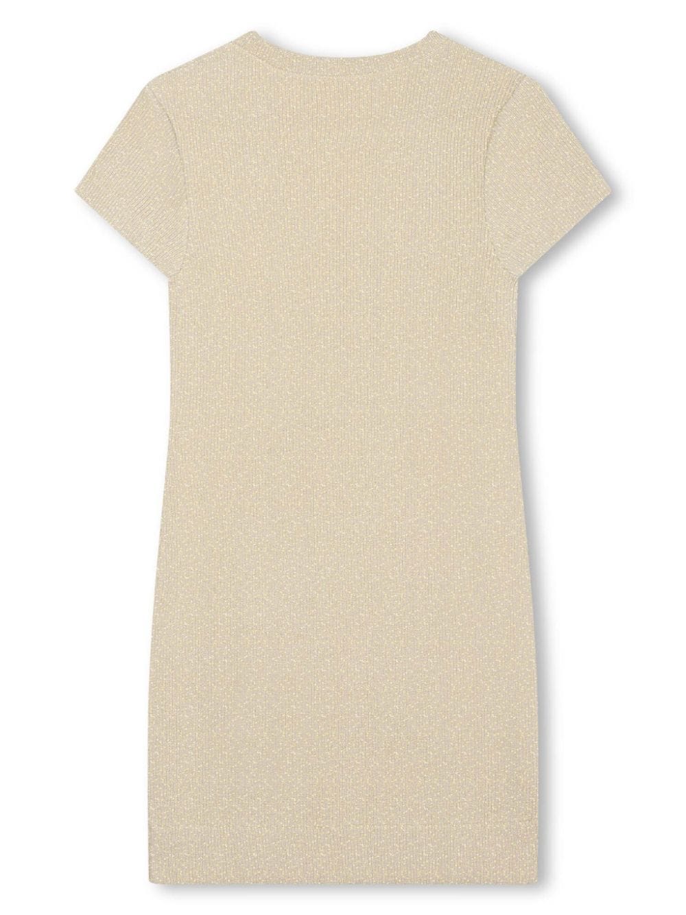 Shop Michael Kors Logo-plaque Ribbed Dress In Neutrals