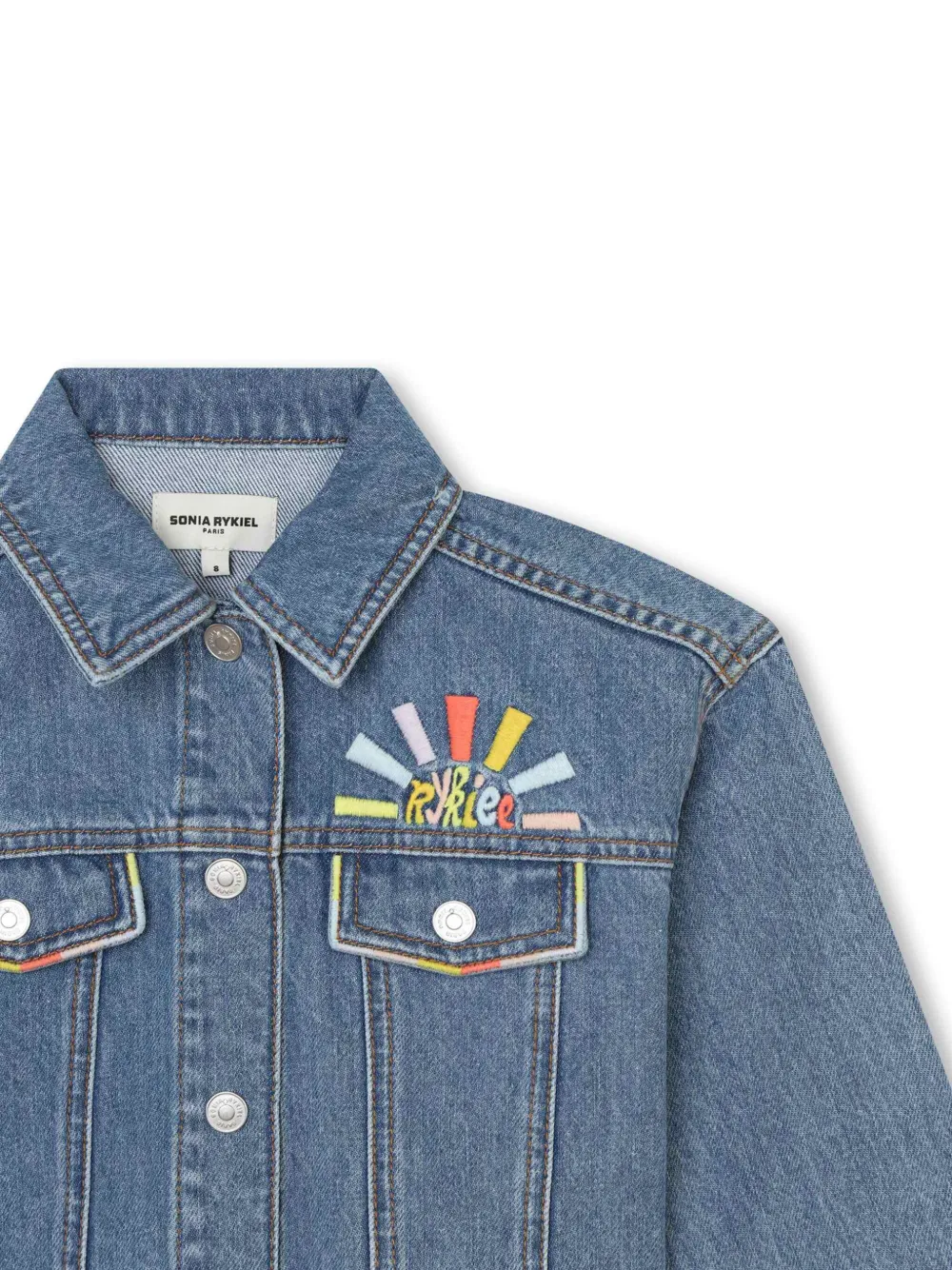 Shop Sonia Rykiel Enfant Cropped Denim Jacket In Blue