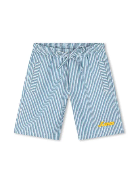 Kenzo Kids logo-embroidered striped cotton shorts
