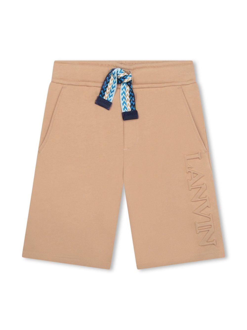 Lanvin Enfant Kids' Logo-embossed Cotton Shorts In Neutrals