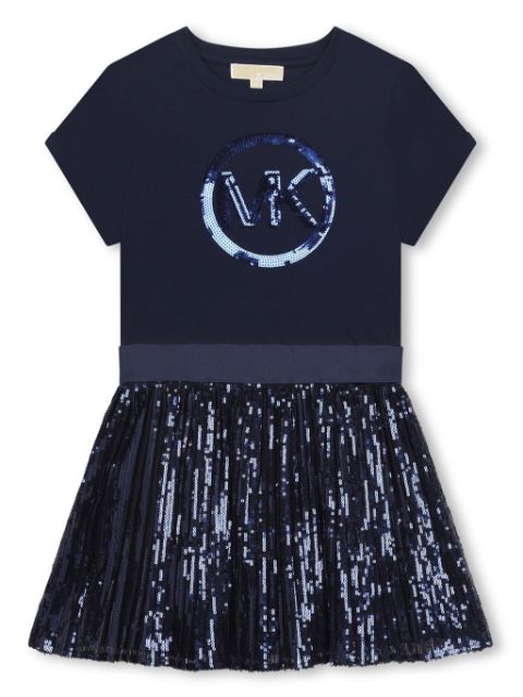 Michael Kors Kids sequinned panelled cotton flared dress