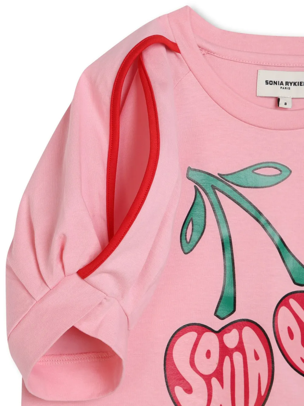 Shop Sonia Rykiel Enfant Cherry Logo-print Organic Cotton T-shirt In Pink