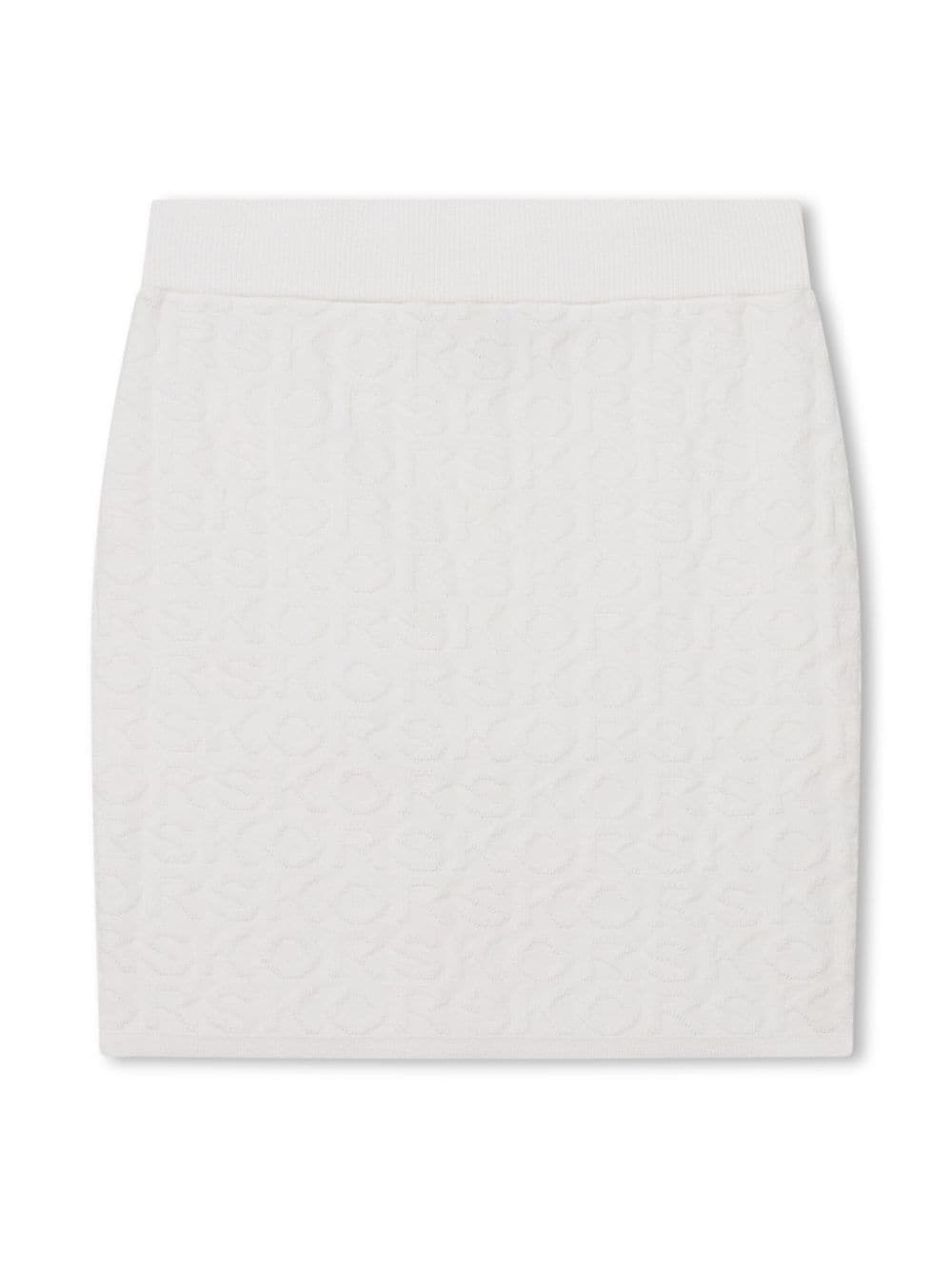 Shop Michael Kors Logo-embossed Knitted Skirt In White