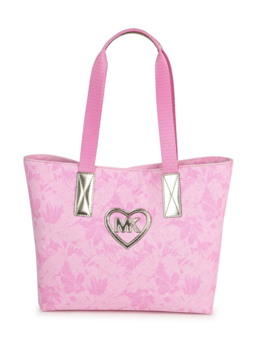 Michael Kors Kids' Floral-print Logo-patch Shoulder Bag In Pink