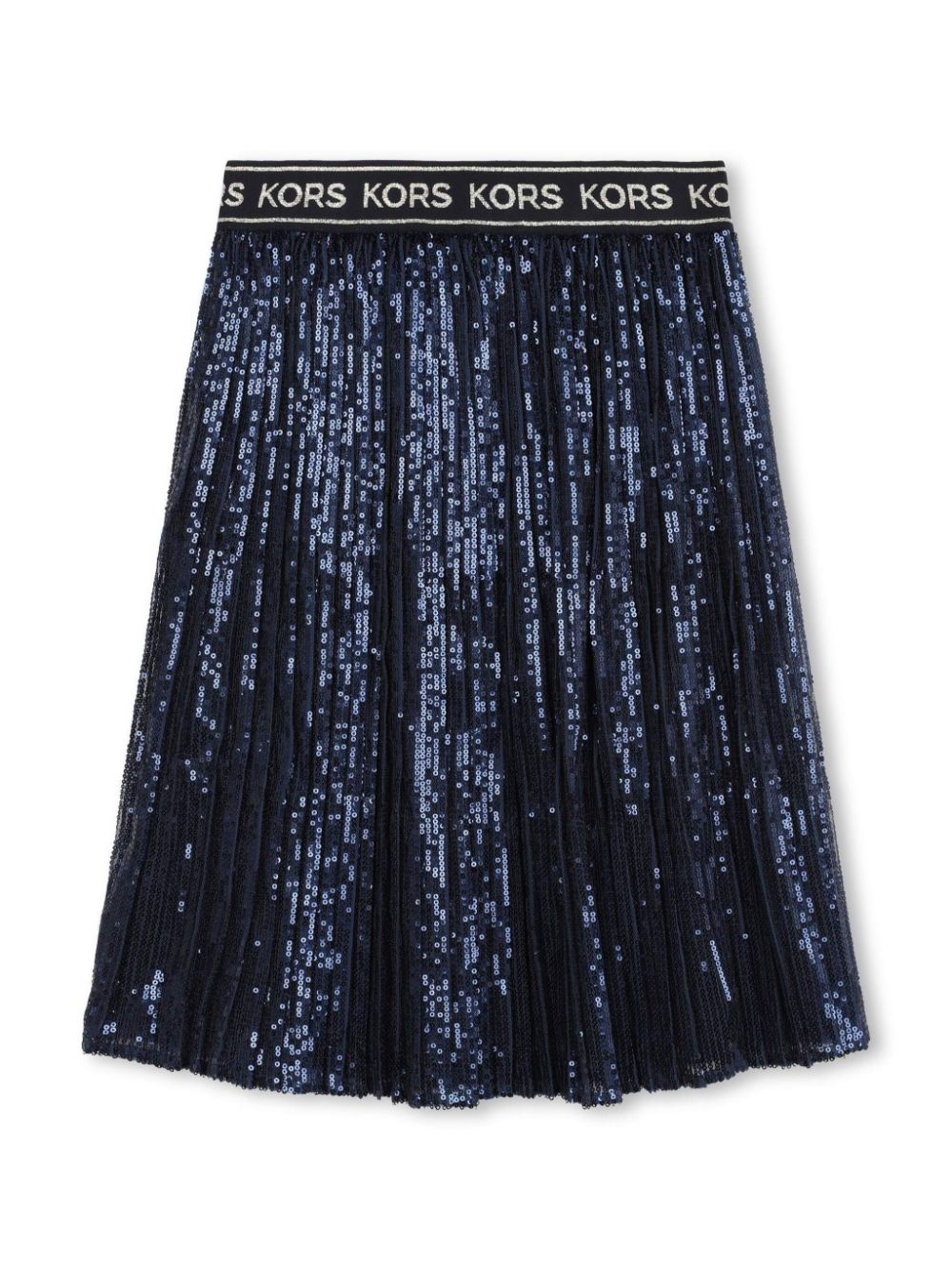 Shop Michael Kors Logo-waistband Sequin-embellished Skirt In Blue