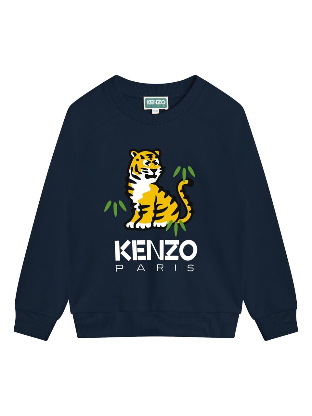 Kenzo Kids' Tiger-print Crew-neck Sweatshirt In Blue
