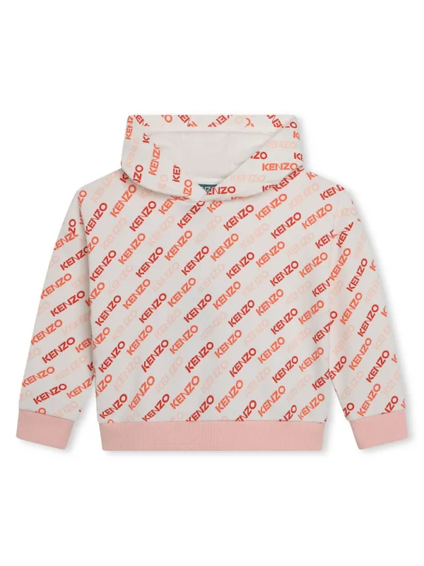 Kenzo Kids logo print Cotton Hoodie Farfetch