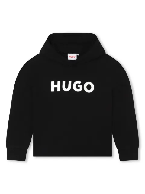 HUGO KIDS logo-print drop-shoulder hoodie 