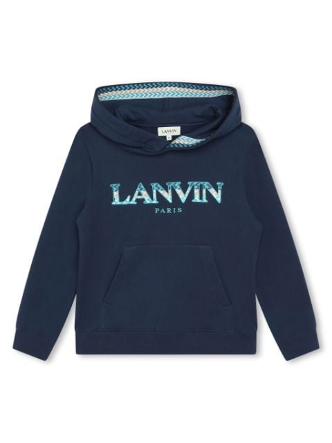 Lanvin Enfant logo-embroidered cotton hoodie