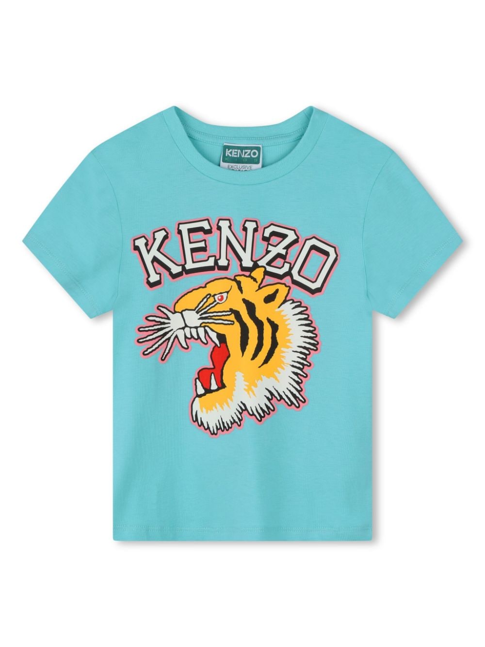 Kenzo Kids' Tiger-motif Cotton T-shirt In Blue