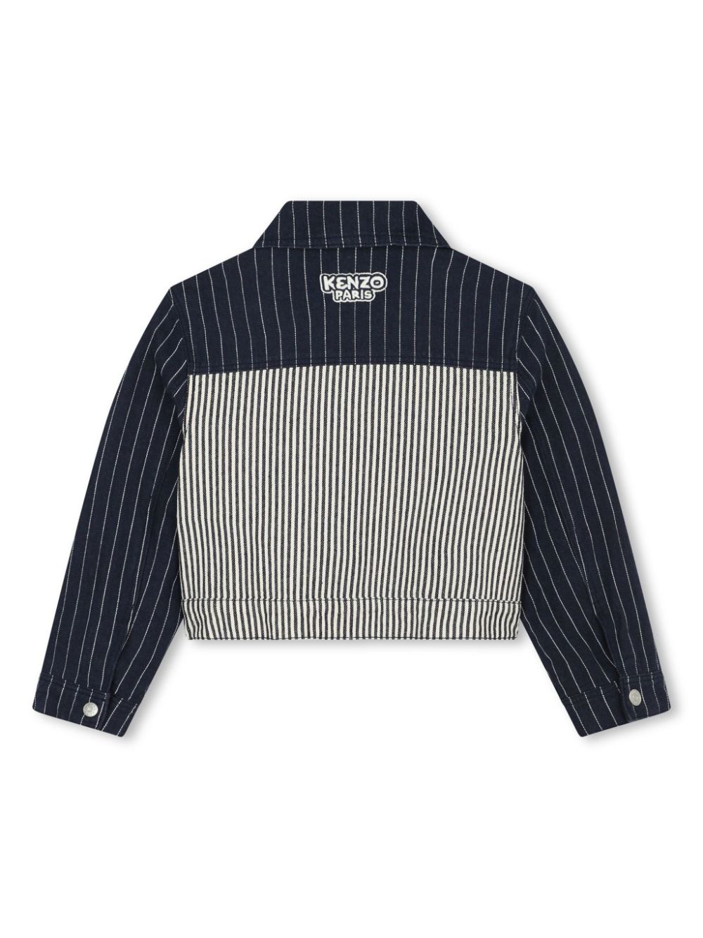 Shop Kenzo Colour-block Striped Denim Jacket In Blue