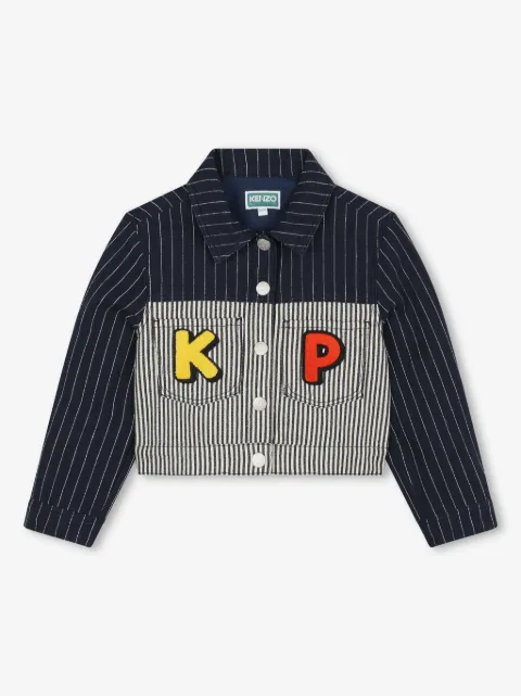 Kenzo Kids colour-block striped denim jacket