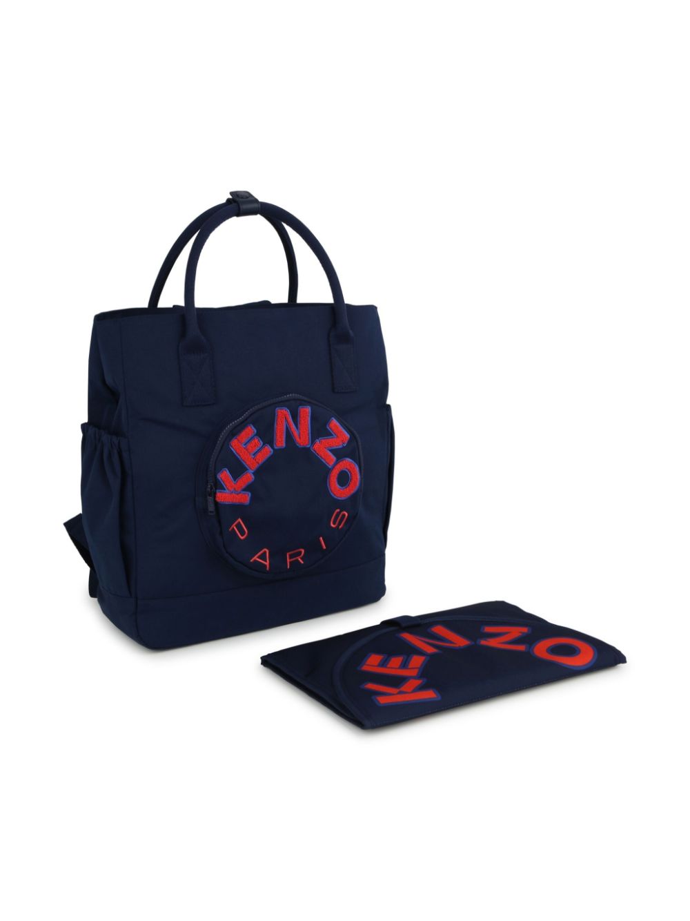 Shop Kenzo Logo-appliqué Canvas Changing Bag In Blue