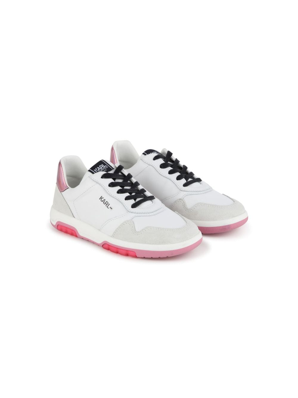 Karl Lagerfeld Kids' Panelled Lace-up Sneakers In White